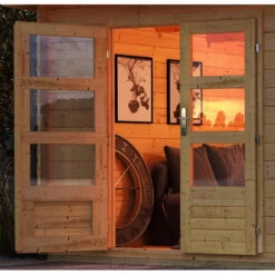 Abri De Jardin 11,49m² En Bois Massif 40mm Trittau 5 Avec Appentis 440cm Et Paroi Arrière – Karibu 12 Abri De Jardin 11,49m² En Bois Massif 40mm Trittau 5 Avec Appentis 440cm Et Paroi Arrière – Karibu -Abri De Jardin abri de jardin 1149m en bois massif 40mm trittau 5 avec appentis 440cm et paroi arriere woodfeeling 4