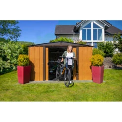 Abri De Jardin 11,58m² Toit Double Pente En Acier Galvanisé Aspect Bois Spacemaker -Abri De Jardin abri de jardin 1158m toit double pente en acier galvanise aspect bois spacemaker 4