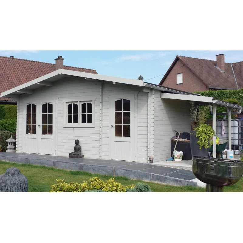 Abri De Jardin 22,04m² En Sapin Blanc FSC 40mm ROSTOCK + Shingles Rouges - SOLID 4 Abri De Jardin 22,04m² En Sapin Blanc FSC 40mm ROSTOCK + Shingles Rouges - SOLID – Image 2