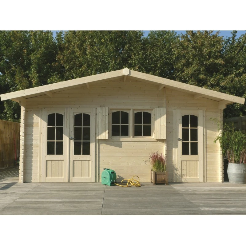 Abri De Jardin 22,04m² En Sapin Blanc FSC 40mm ROSTOCK + Shingles Rouges - SOLID 3 Abri De Jardin 22,04m² En Sapin Blanc FSC 40mm ROSTOCK + Shingles Rouges - SOLID