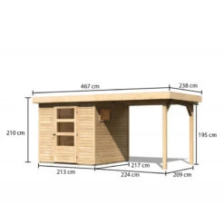 Abri De Jardin En Bois 4,62m² Freiburg 2 Avec Appentis De 2,40 M - Karibu -Abri De Jardin abri de jardin en bois 462m freiburg 2 avec appentis de 240 m karibu 2