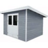 Abri De Jardin En Bois Composite 28mm Gris Clair 9m² PREMIUM Toit Plat - Woodlife Garden -Abri De Jardin abri de jardin en bois composite 28mm gris clair 9m premium toit plat woodlife garden
