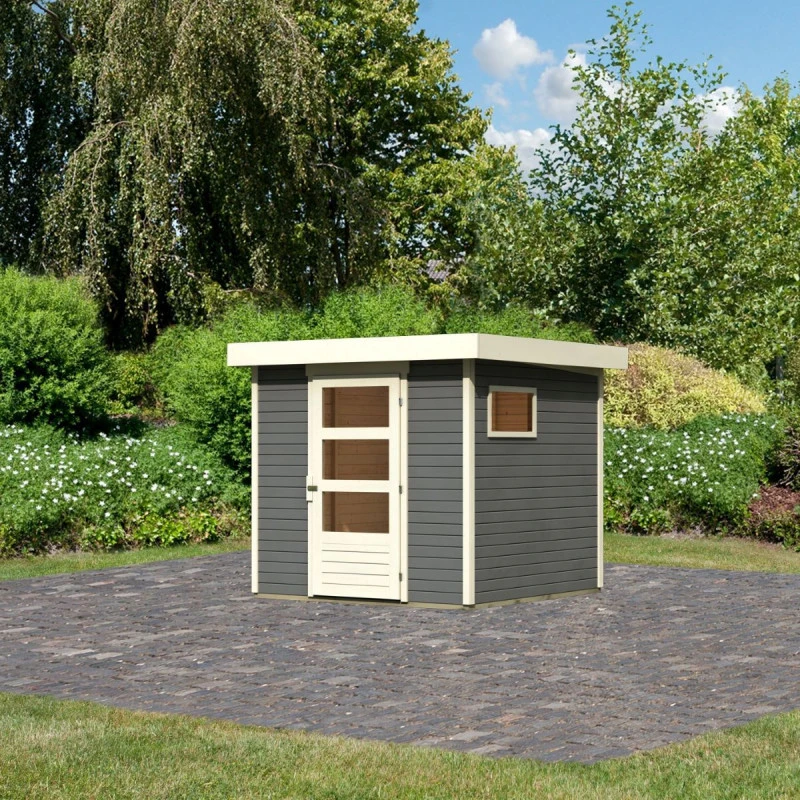 Abri De Jardin En Bois Gris Terre 4,62m² Freiburg 2 - Karibu 4 Abri De Jardin En Bois Gris Terre 4,62m² Freiburg 2 - Karibu – Image 2