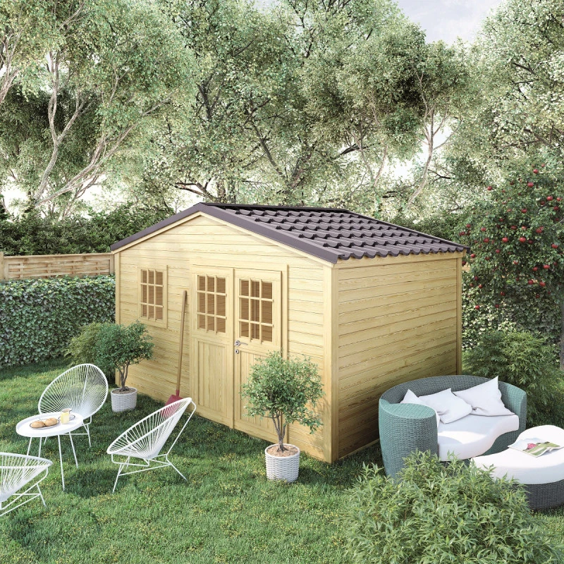 Abri De Jardin En Bois Massif 11m² SHELTY + – Madriers 28mm – Toiture En Acier – Forest Style 3 Abri De Jardin En Bois Massif 11m² SHELTY + – Madriers 28mm – Toiture En Acier – Forest Style