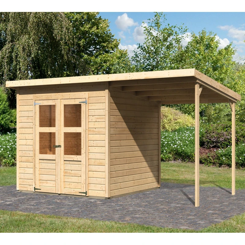 Abri De Jardin En Bois Massif 4,54m² Merseburg 4 + Appentis 169x194cm- Karibu 3 Abri De Jardin En Bois Massif 4,54m² Merseburg 4 + Appentis 169x194cm- Karibu