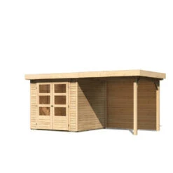 Abri De Jardin En Bois Massif 4,62m² Askola 2 Avec Appentis 240cm Et Paroi Arrière – Karibu -Abri De Jardin abri de jardin en bois massif 462m askola 2 avec appentis 240cm et paroi arriere woodfeeling 2