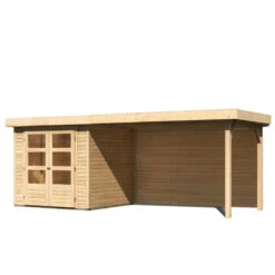 Abri De Jardin En Bois Massif 4,62m² Askola 2 Avec Appentis 280cm Et Paroi Arrière – Karibu -Abri De Jardin abri de jardin en bois massif 462m askola 2 avec appentis 280cm et paroi arriere woodfeeling 2