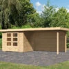 Abri De Jardin En Bois Massif 5,25m² Askola 3 Avec Appentis 280cm Et Paroi Arrière – Karibu -Abri De Jardin abri de jardin en bois massif 525m askola 3 avec appentis 280cm et paroi arriere woodfeeling