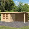 Abri De Jardin En Bois Massif 5,95m² Askola 3,5 Avec Appentis 280cm Et Paroi Arrière – Karibu -Abri De Jardin abri de jardin en bois massif 595m askola 35 avec appentis 280cm et paroi arriere woodfeeling