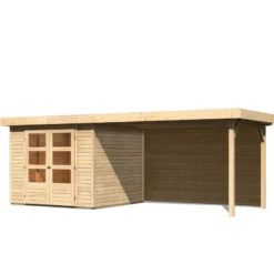Abri De Jardin En Bois Massif 5,95m² Askola 3,5 Avec Appentis 280cm Et Paroi Arrière – Karibu -Abri De Jardin abri de jardin en bois massif 595m askola 35 avec appentis 280cm et paroi arriere woodfeeling 2