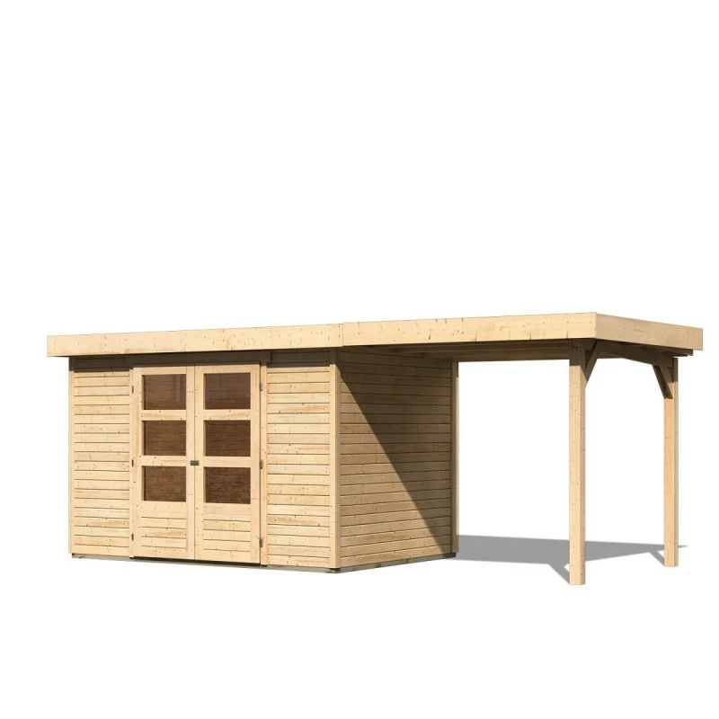 Abri De Jardin En Bois Massif 6,55m² Askola 4 Avec Appentis 240cm – Karibu 5 Abri De Jardin En Bois Massif 6,55m² Askola 4 Avec Appentis 240cm – Karibu – Image 3