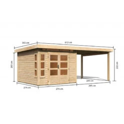 Abri De Jardin En Bois Massif 7,50m² Kastorf 6 Avec Appentis 320cm – Karibu -Abri De Jardin abri de jardin en bois massif 750m kastorf 6 avec appentis 320cm karibu 1