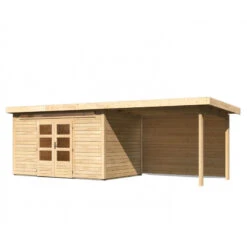 Abri De Jardin En Bois Massif 8,88m² Kandern 7 Avec Appentis 320cm Et Paroi Arrière – Karibu -Abri De Jardin abri de jardin en bois massif 888m kandern 7 avec appentis 320cm et paroi arriere woodfeeling 3