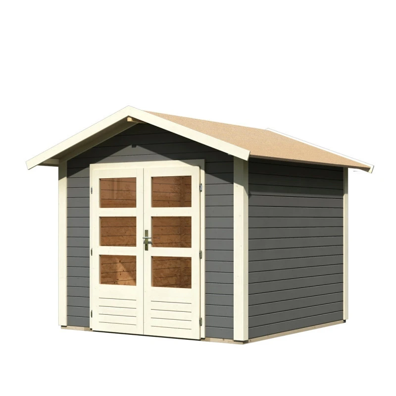 Abri De Jardin En Bois Massif Gris Terre 5,95m² Talkau 4 – Karibu 6 Abri De Jardin En Bois Massif Gris Terre 5,95m² Talkau 4 – Karibu – Image 4