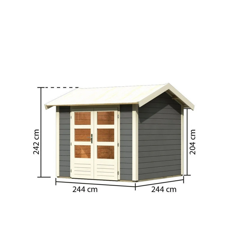 Abri De Jardin En Bois Massif Gris Terre 5,95m² Theres 3 – Karibu 4 Abri De Jardin En Bois Massif Gris Terre 5,95m² Theres 3 – Karibu – Image 2