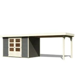Abri De Jardin En Bois Massif Gris Terre 6,55m² Askola 4 Avec Appentis 280cm – Karibu -Abri De Jardin abri de jardin en bois massif gris terre 655m askola 4 avec appentis 280cm woodfeeling 2