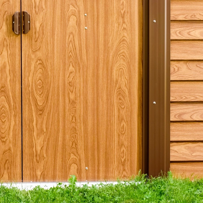 Abri De Jardin En Métal Aspect Bois 4,6m² + Kit D'ancrage - X-METAL 7 Abri De Jardin En Métal Aspect Bois 4,6m² + Kit D'ancrage - X-METAL – Image 5