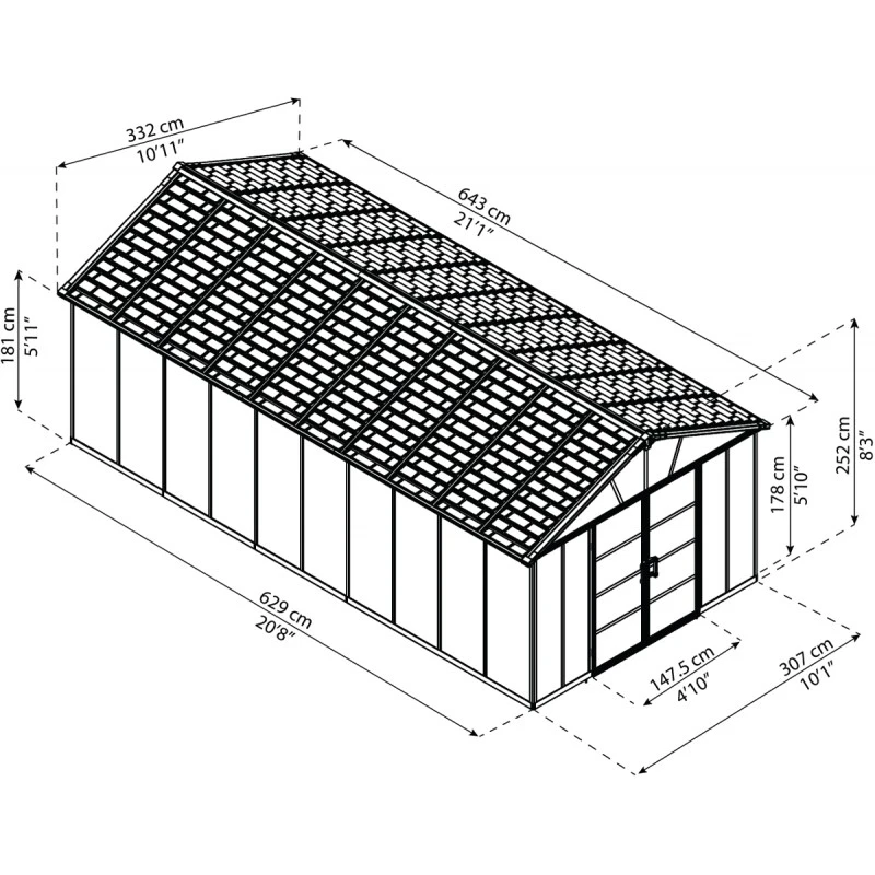 Abri De Jardin En Polycarbonate 21,3m² Avec Plancher YUKON - Palram - Canopia 4 Abri De Jardin En Polycarbonate 21,3m² Avec Plancher YUKON - Palram - Canopia – Image 2