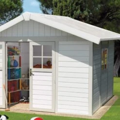 Abri De Jardin En PVC 7,5m² DECO Blanc Et Gris Vert Grosfillex + Kit Ancrage Offert -Abri De Jardin abri de jardin en pvc 75m deco blanc et gris vert grosfillex 2