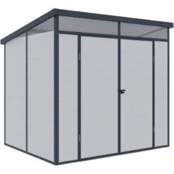 Abri De Jardin En Résine 4,10m² Gris Clair Toit Monopente Skylight + Plancher - Jobu -Abri De Jardin abri de jardin en resine 410m gris clair toit monopente skylight plancher jobu 5