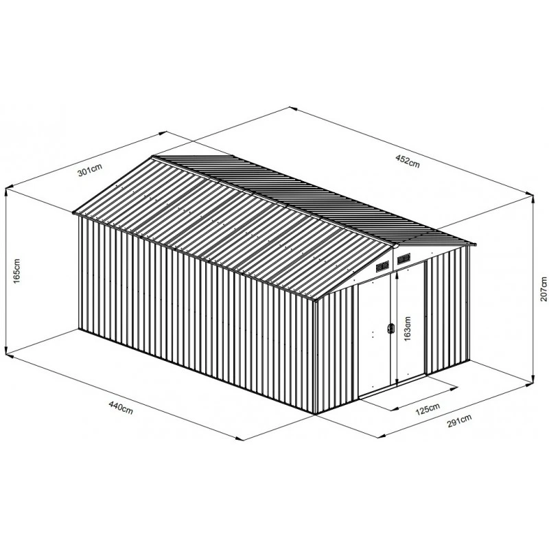 Abri De Jardin Métal 13,6m² WoodTouch Beige + Kit D'ancrage X-METAL 4 Abri De Jardin Métal 13,6m² WoodTouch Beige + Kit D'ancrage X-METAL – Image 2