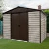 Abri De Jardin Métal Beige Et Marron 5,97m² + Kit D'ancrage Inclus - YARDMASTER -Abri De Jardin abri de jardin metal beige et marron 597m kit d ancrage inclus yardmaster