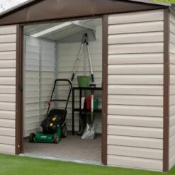 Abri De Jardin Métal Beige Et Marron 5,97m² + Kit D'ancrage Inclus - YARDMASTER -Abri De Jardin abri de jardin metal beige et marron 597m kit d ancrage inclus yardmaster 2