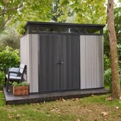 Abri Monopente En Résine Brossée Brossium 6m² + Plancher KETER -Abri De Jardin abri en resine brossee monopente brossium 6m plancher keter 2