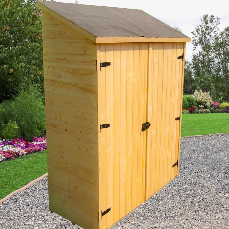 Abri Mural En Bois Brut 0,70m² Avec 3 étagères De Rangement - Habrita 4 Abri Mural En Bois Brut 0,70m² Avec 3 étagères De Rangement - Habrita – Image 2