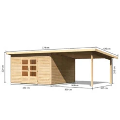 Abri Toit Plat 13,60m² Bois Massif 40mm Northeim 5 Avec Appentis 330cm – Karibu -Abri De Jardin abri toit plat 1360m bois massif 40mm northeim 5 avec appentis 330cm woodfeeling 1