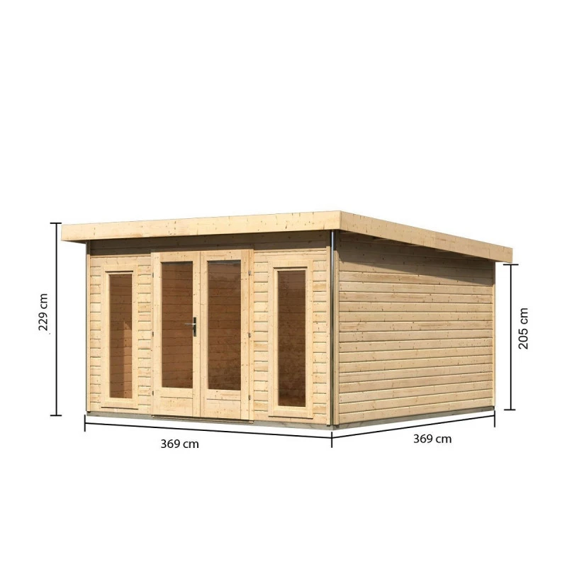 Abri Toit Plat 13,60m² Bois Massif 40mm Radeburg 3 – Karibu 4 Abri Toit Plat 13,60m² Bois Massif 40mm Radeburg 3 – Karibu – Image 2