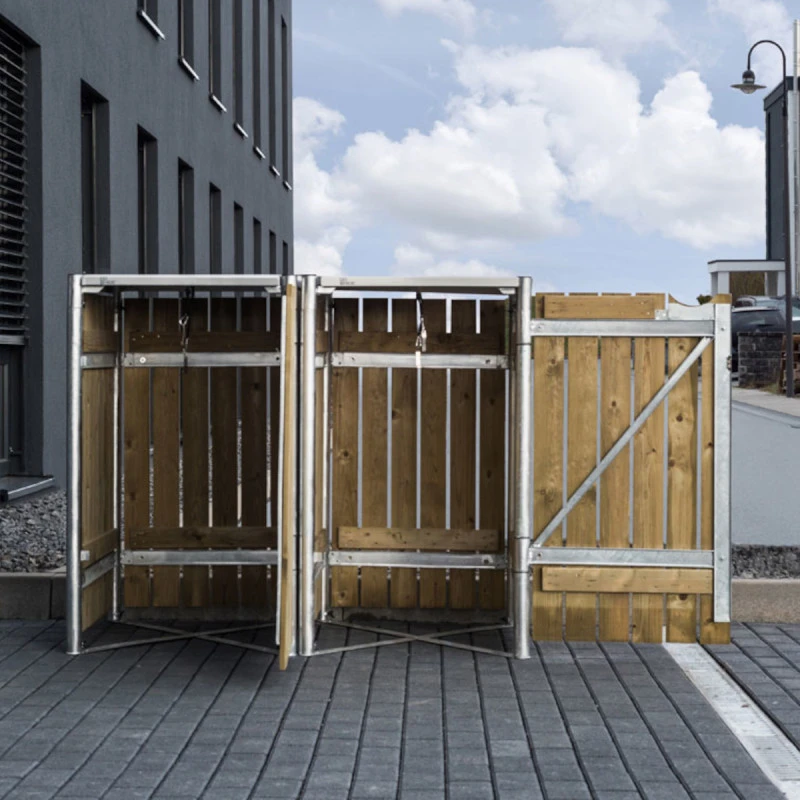 Cache-poubelle 2 Compartiments Müllbox En Bois Traité Naturel 2x140L – HIDE 7 Cache-poubelle 2 Compartiments Müllbox En Bois Traité Naturel 2x140L – HIDE – Image 5