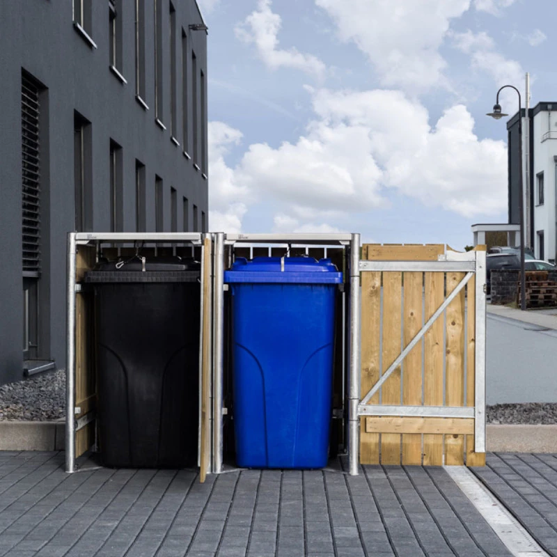 Cache-poubelle 2 Compartiments Müllbox En Bois Traité Naturel 2x140L – HIDE 8 Cache-poubelle 2 Compartiments Müllbox En Bois Traité Naturel 2x140L – HIDE – Image 6