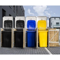 Cache-poubelle 4 Compartiments Müllbox En Bois Traité Naturel 4x240L – HIDE -Abri De Jardin cache poubelle 4 compartiments mullbox en bois traite naturel 4x240l hide 4