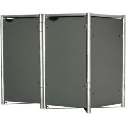 Cache-poubelle 2 Compartiments Müllbox En Aluminium Gris 2x140L – HIDE -Abri De Jardin cache poubelle mullbox en aluminium gris 2x140l hide 2