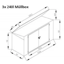Cache-poubelle Triple 235x100x131cm En Acier Pour Conteneurs 240L – Westmann -Abri De Jardin cache poubelle triple 235x100x131cm en acier pour conteneurs 240l westmann 5