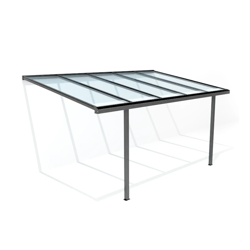 Carport Adossé 300x500cm En Aluminium Gris Anthracite H260cm Avec 2 Poteaux MARBELLA - GardenGate 3 Carport Adossé 300x500cm En Aluminium Gris Anthracite H260cm Avec 2 Poteaux MARBELLA - GardenGate