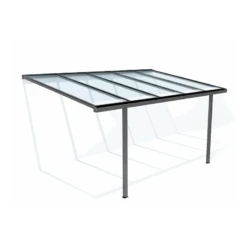 Carport Adossé 300x500cm En Aluminium Gris Anthracite H280cm Avec 2 Poteaux MARBELLA - GardenGate