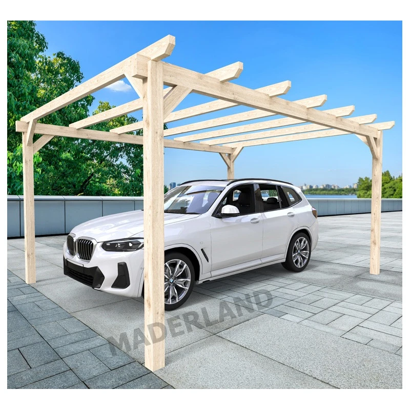 Carport Autoportant En Bois Lamellé-collé 500x300cm Badajoz – Maderland 3 Carport Autoportant En Bois Lamellé-collé 500x300cm Badajoz – Maderland