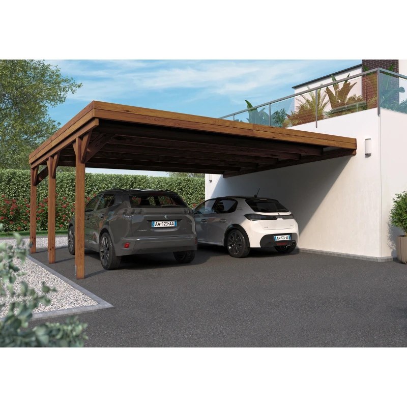 Carport Double Adossable 30,6m² En Bois Autoclave FSC Victor – Forest Style 3 Carport Double Adossable 30,6m² En Bois Autoclave FSC Victor – Forest Style