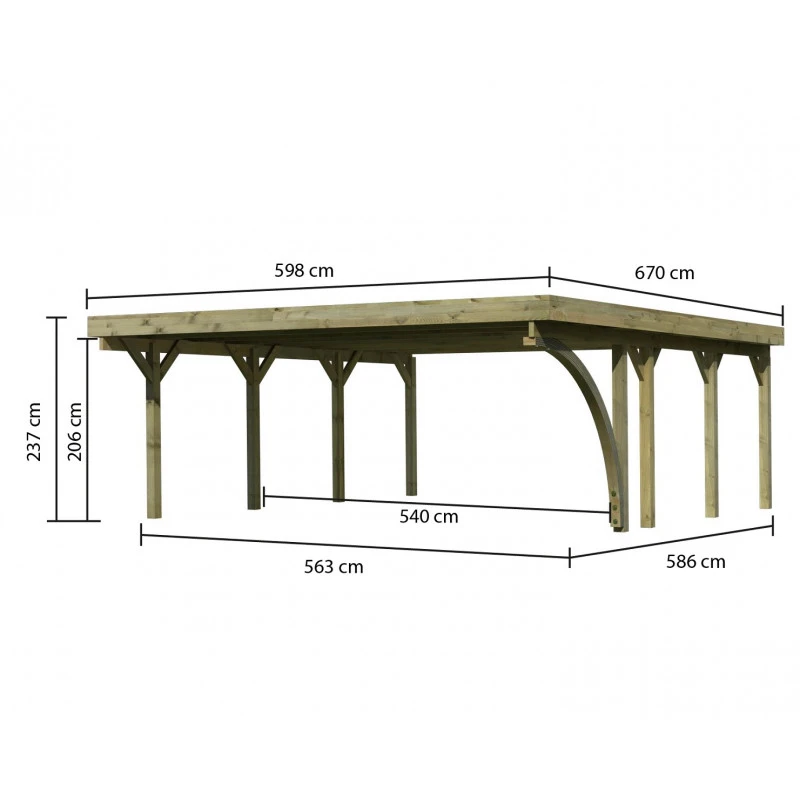Carport Double En Bois Autoclave 40,2m² Avec Poteau En Arc Et Toit En PVC Gris – KARIBU 4 Carport Double En Bois Autoclave 40,2m² Avec Poteau En Arc Et Toit En PVC Gris – KARIBU – Image 2