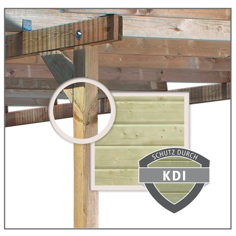 Carport Double En Bois Autoclave 50,9m², Toit En Acier Et Deux Poteaux En Arc – KARIBU 5 Carport Double En Bois Autoclave 50,9m², Toit En Acier Et Deux Poteaux En Arc – KARIBU – Image 3