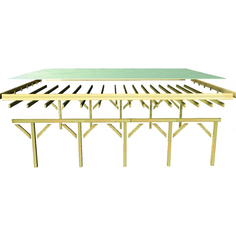 Carport Double En Bois Autoclave 50,9m², Toit En Acier Et Deux Poteaux En Arc – KARIBU 7 Carport Double En Bois Autoclave 50,9m², Toit En Acier Et Deux Poteaux En Arc – KARIBU – Image 5