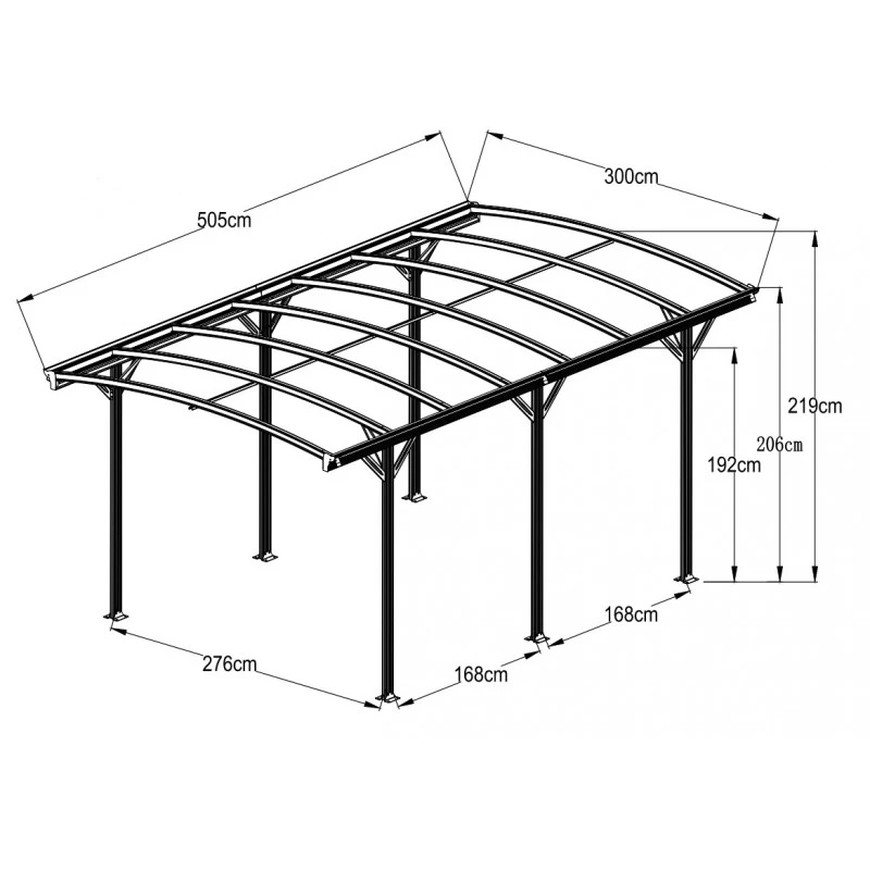 Carport En Aluminium Blanc 3x5,05m Et Polycarbonate 6mm X-METAL 5 Carport En Aluminium Blanc 3x5,05m Et Polycarbonate 6mm X-METAL – Image 3