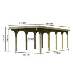 Carport En Bois Autoclave 26,9m² Et Toit En Acier – KARIBU -Abri De Jardin carport en bois autoclave 269m et toit en acier karibu 2
