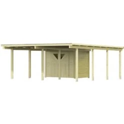 Carport En Bois Autoclave 30,35m² Avec Petit Débarras - Karibu 10 Carport En Bois Autoclave 30,35m² Avec Petit Débarras - Karibu -Abri De Jardin carport en bois autoclave 3035m avec petit debarras karibu 2