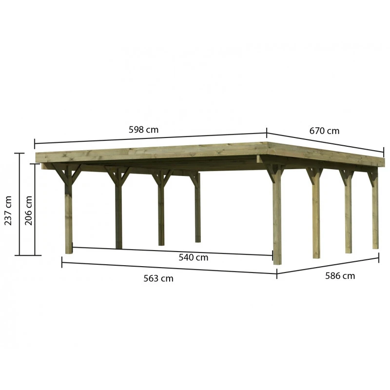 Carport En Bois Autoclave 40,2m² Et Toit En Acier – KARIBU 5 Carport En Bois Autoclave 40,2m² Et Toit En Acier – KARIBU – Image 3