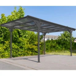 Carport Monopente HELSINKI En Aluminium Anthracite Et Polycarbonate 503x305cm - Westmann -Abri De Jardin carport monopente helsinki en aluminium anthracite et polycarbonate 503x305cm westmann 2