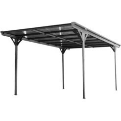 Carport Monopente HELSINKI En Aluminium Anthracite Et Polycarbonate 503x305cm - Westmann