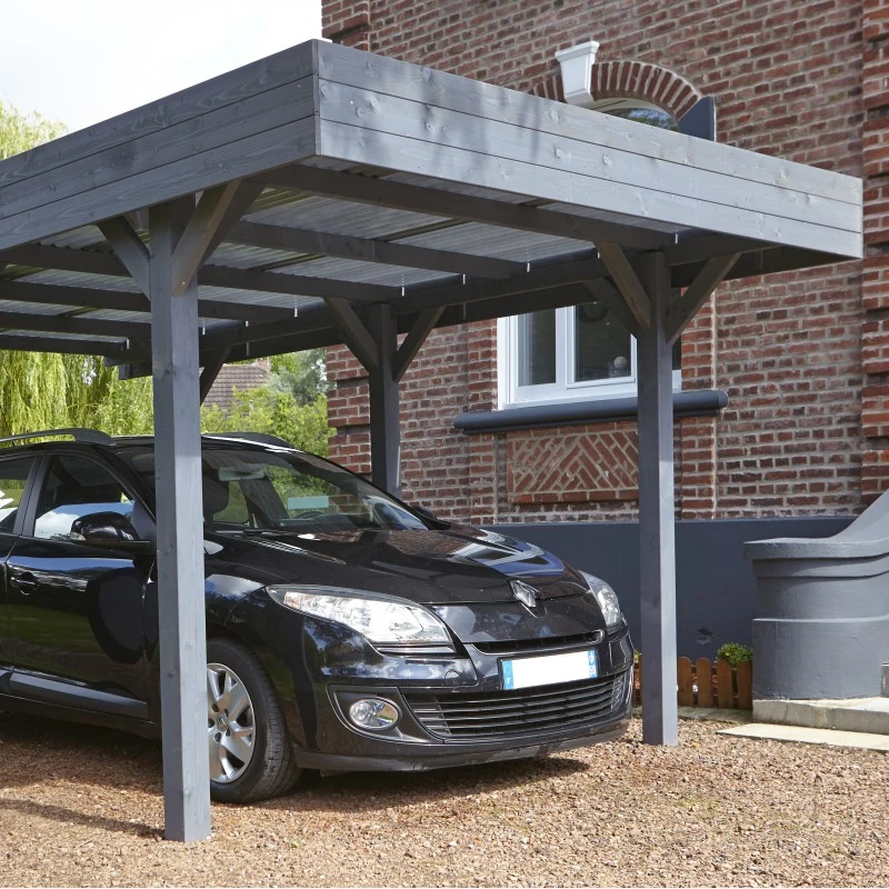 Carport Simple 15,75m² En Bois Lasuré Gris Anthracite Louison Forest Style 5 Carport Simple 15,75m² En Bois Lasuré Gris Anthracite Louison Forest Style – Image 3